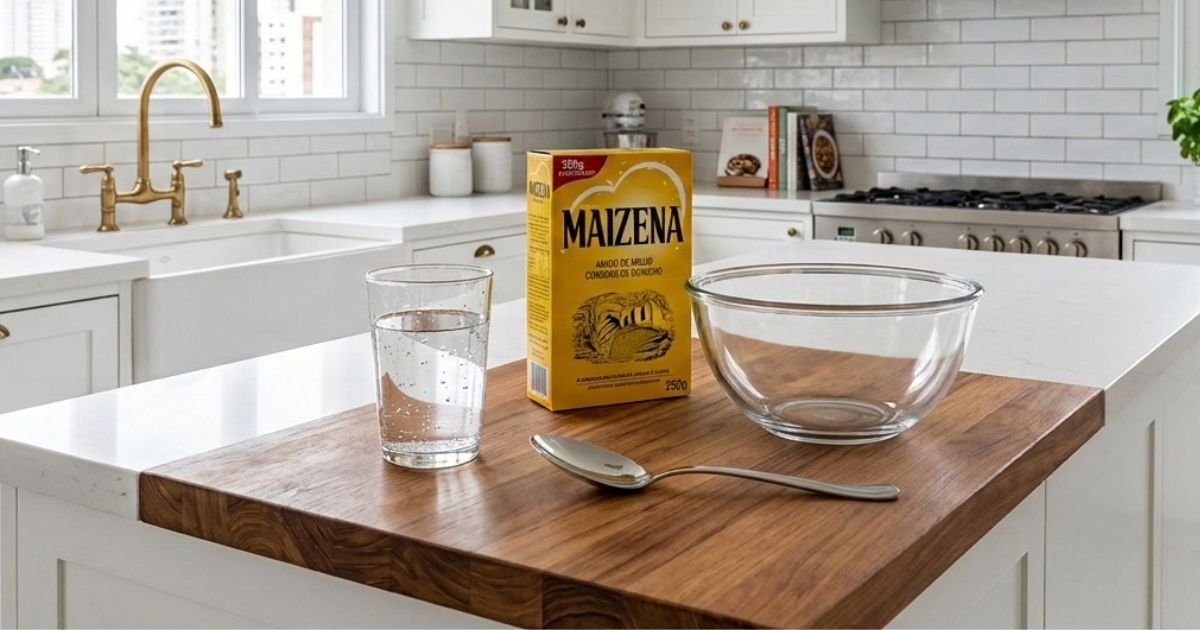 Creme de Maizena preparado para aplicação no cabelo