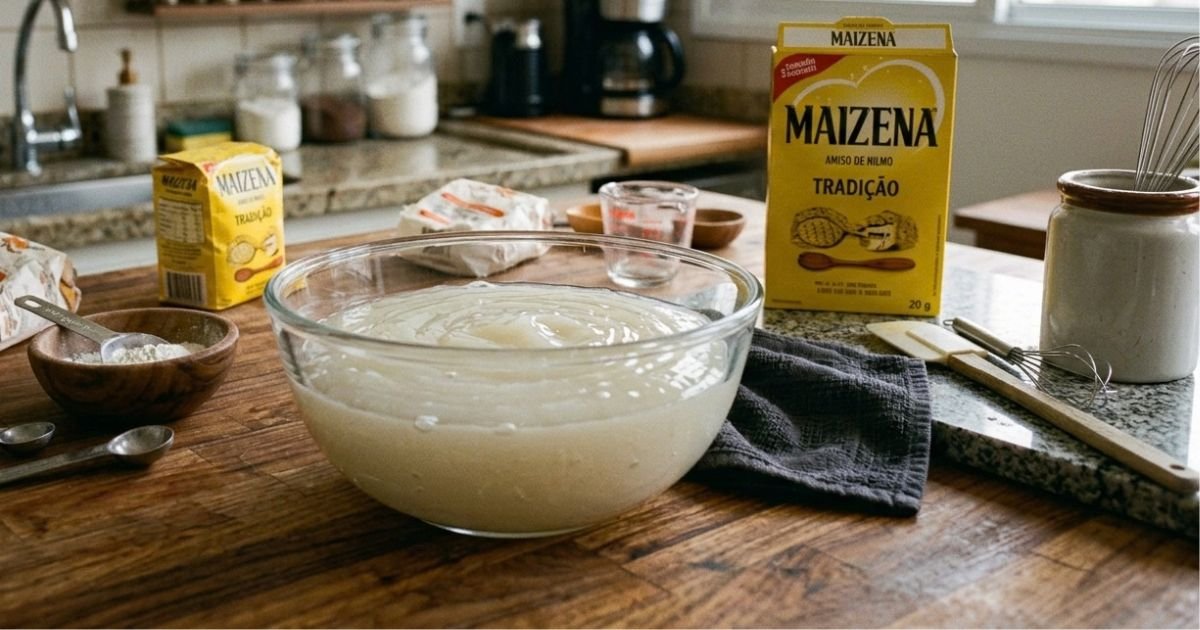 Creme de Maizena preparado com amido de milho
