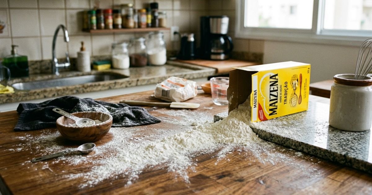 Maizena usada em receita caseira para o cabelo