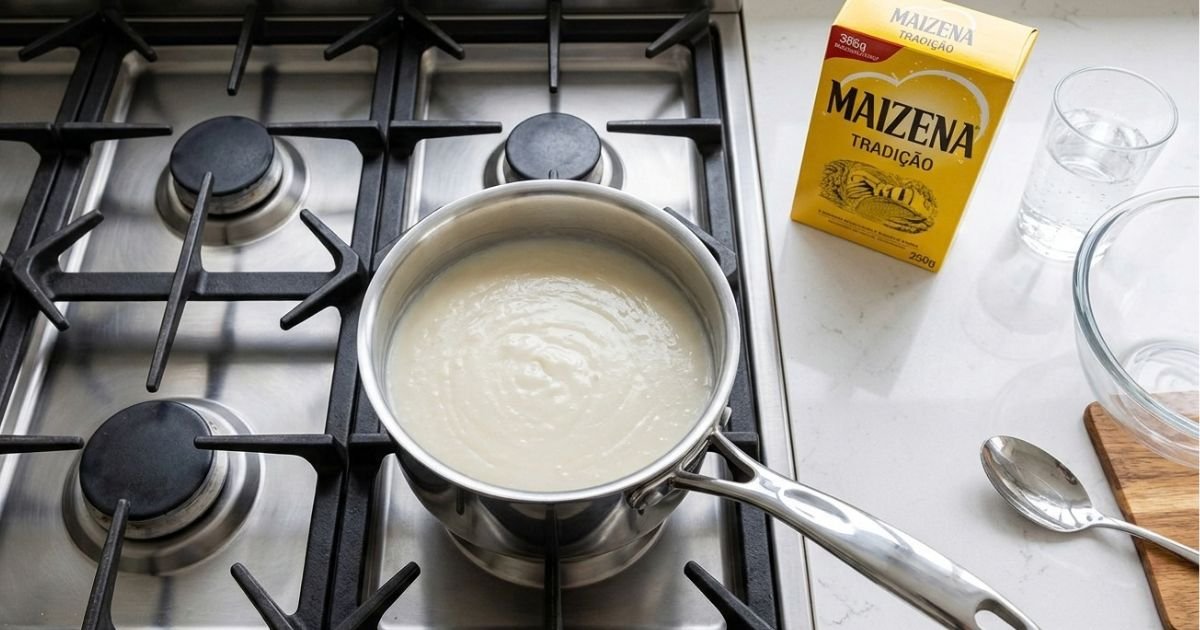 Mingau de Maizena preparado com amido de milho